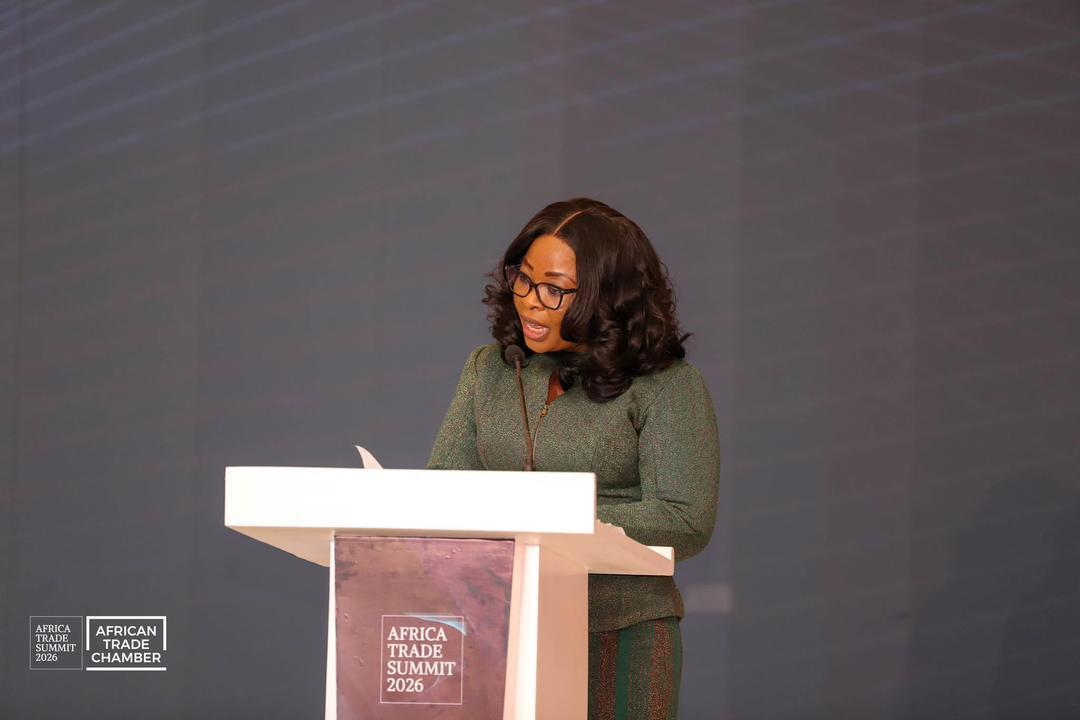African Trade Chamber Executive Chair Benedicta Lasi delivering an address at the Africa Trade Summit 2026