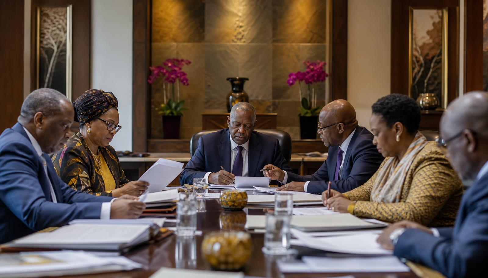 Senior African professionals engaged in an institutional assessment and deliberation process