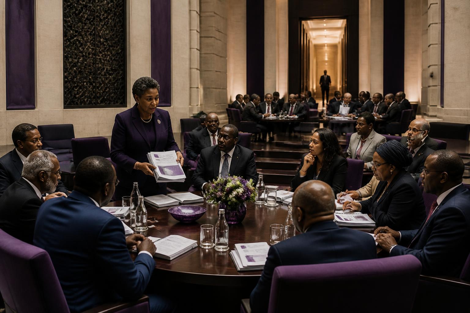 Senior African business and institutional leaders formally considering a nomination in a distinguished Academy setting